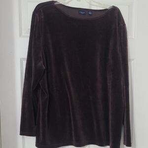 Westbound Brown Velvet Long Sleeve Top